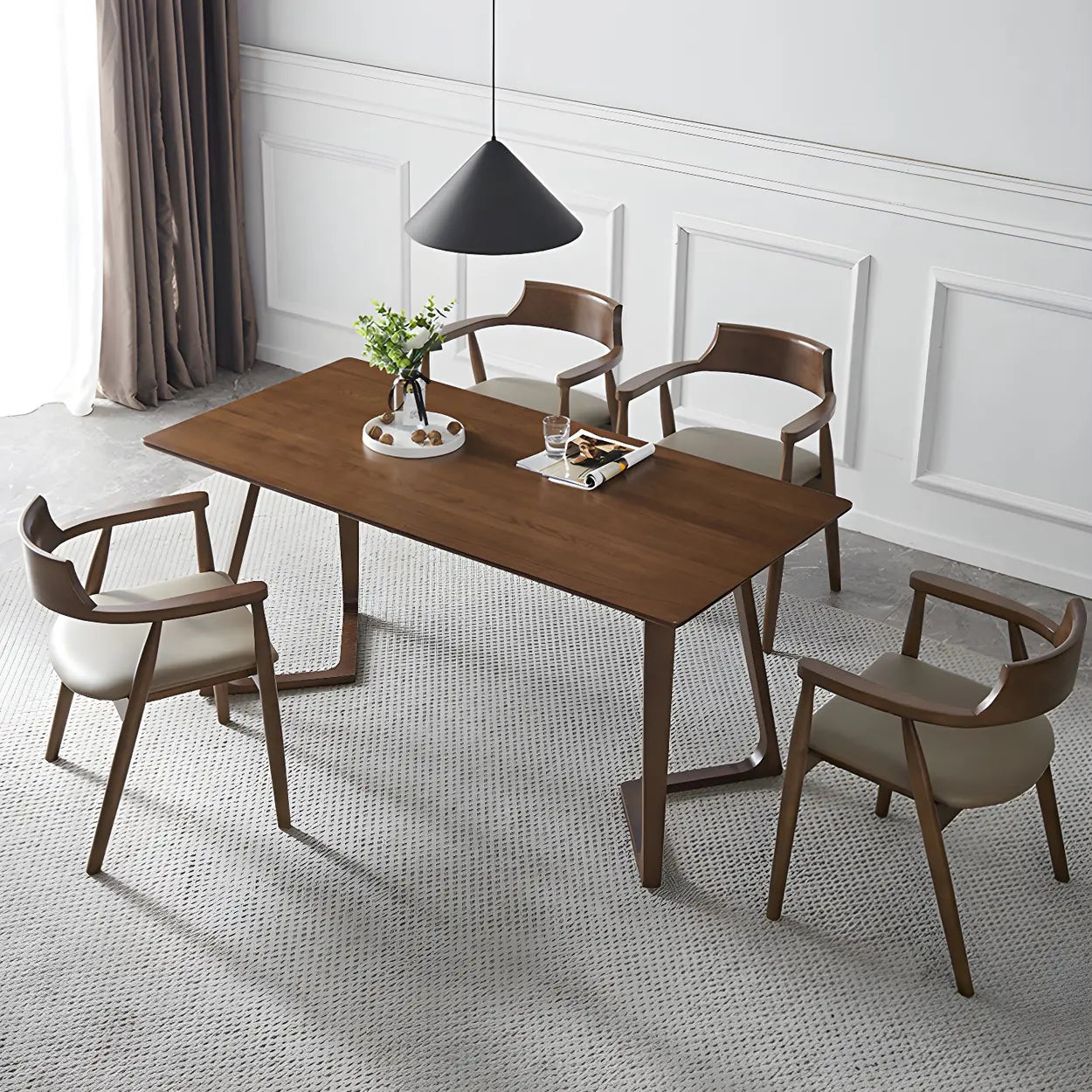 Traditionele Houten Eetkamerstoel met Armleuningen en Open Rugleuning – Massief Hout in Espresso, Walnoot of Naturel | Restfield